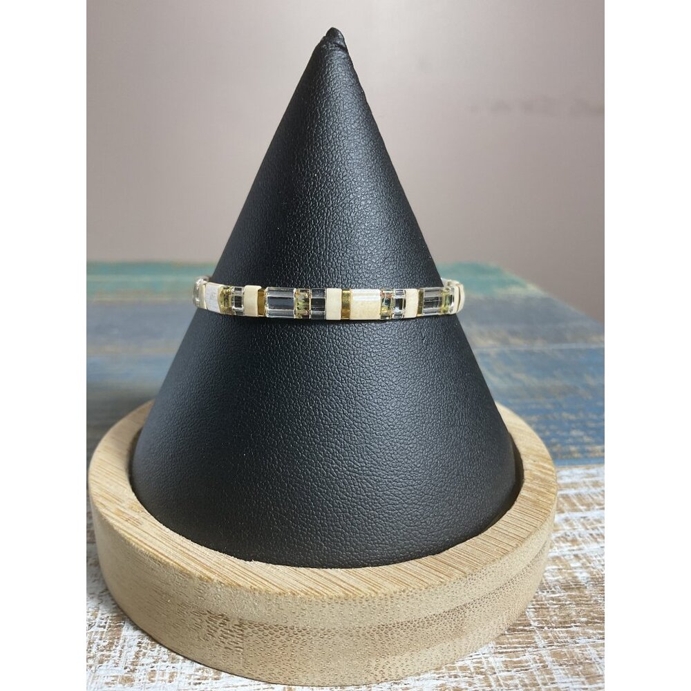 Square Bead Bracelet With Elastic Band For Women